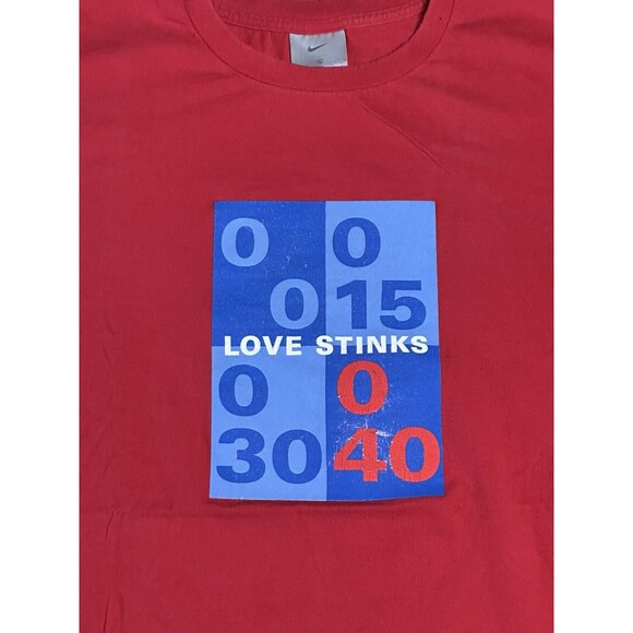 Vintage Nike Love Stinks Challenge Court Graphic T Shirt XL Andre Agassi Tennis - Picture 2 of 6